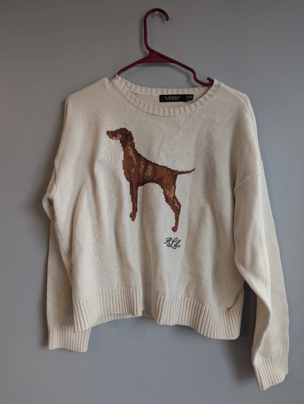 NWT Lauren Ralph Lauren Vizsla Dog Cotton Sweater - Picture 1 of 5